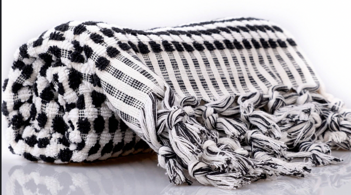 Turkish Cotton Terry Hand Towel Black and White