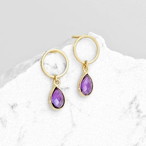 Amethyst Teardrop Circle Earrings and Necklace