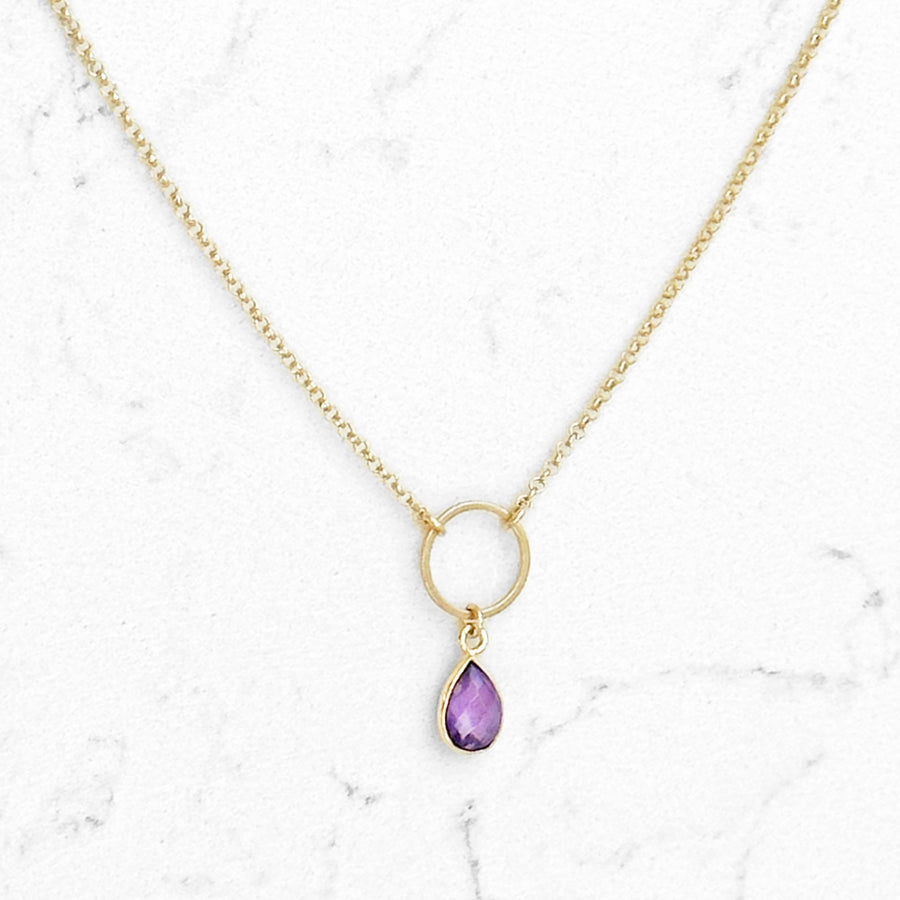 Amethyst Teardrop Circle Earrings and Necklace