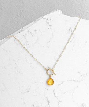 Gemstone Pear Toggle Necklace