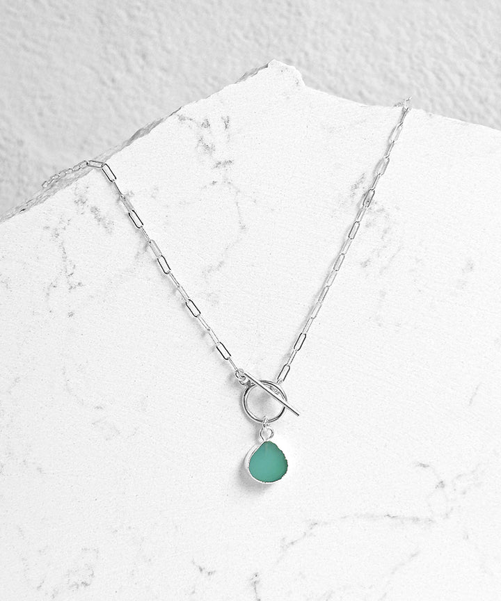 Gemstone Slice Toggle Necklace