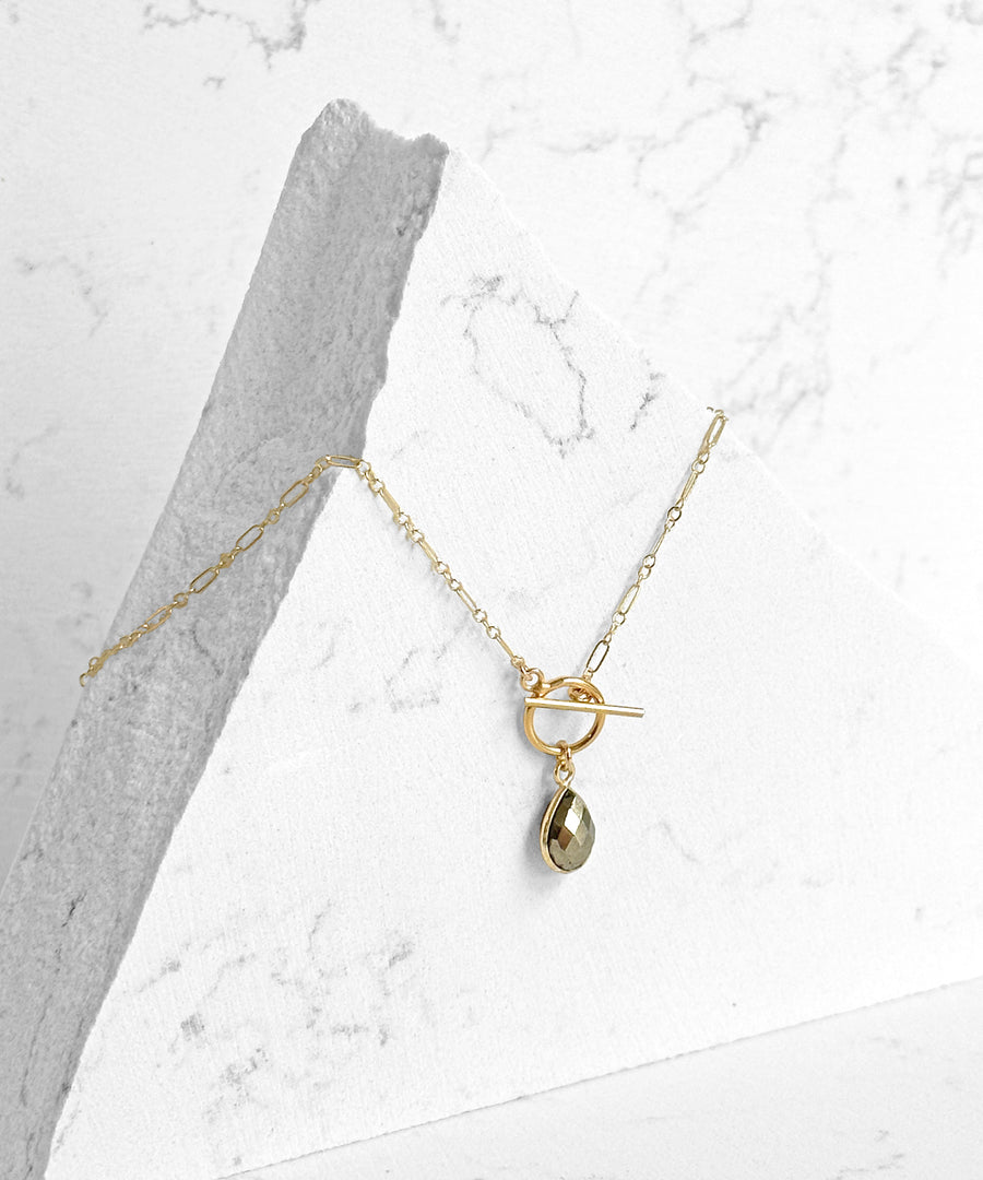 Pyrite Teardrop Toggle Necklace