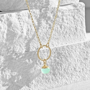 Seafoam Chalcedony Circle Earrings and Necklace