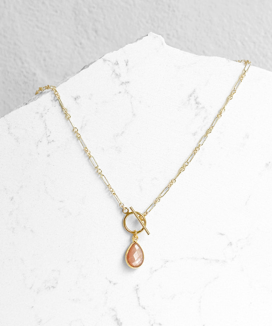 Gemstone Teardrop Toggle Necklace