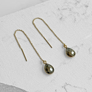 Pyrite Teardrop Threader Earrings