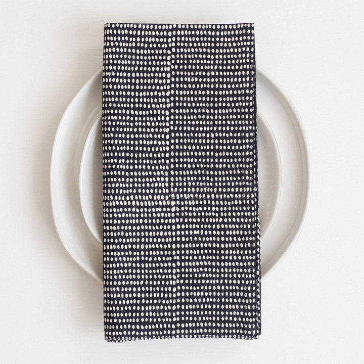 Tiny Dot Midnight Block Printed Napkins - set of 4