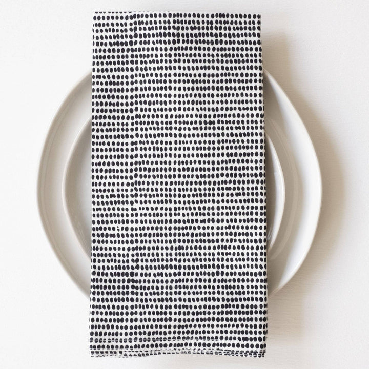 Tiny Dot Black Block Printed Napkins - set of 4