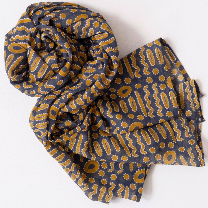 Palma Navy Block Printed Scarf