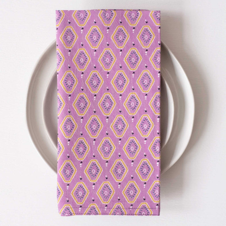 Beni Orchid Block Printed Napkins - set of 4