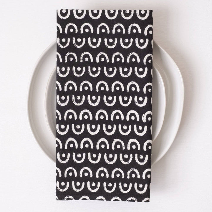 Lua Black and White Block Printed Napkins - set of 4