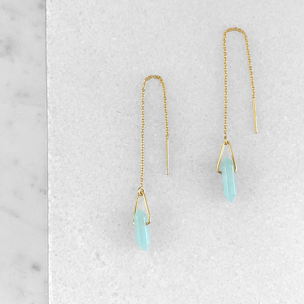 Amazonite Earring Threaders Stainless Steel - deals Faceted